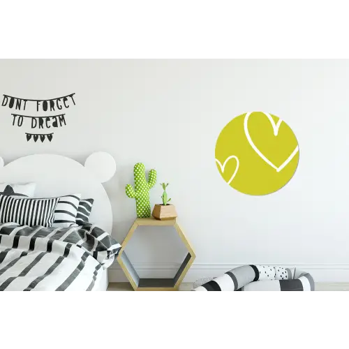 Groen - Hartjes - Wit Wandcirkel aluminium klein -kinderkamer
