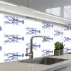 Kreeften - Patroon - Blauw - Wit keuken achterwand 2 middel -3d_schuin