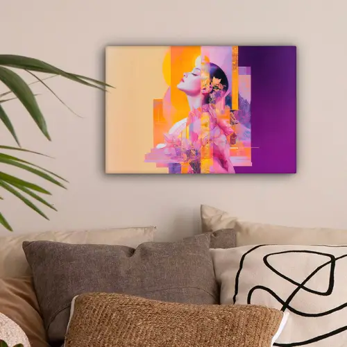 Abstract - Portret - Vrouw - Kleurrijk canvas 2cm klein -sfeer1