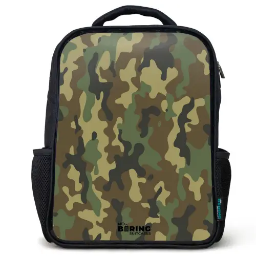 Groene camouflage met zandkleur Rugzak - Zwart middel -3d