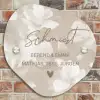 Beigefarbene Blumen - Elegant Naambord Organisch middel -sfeer10