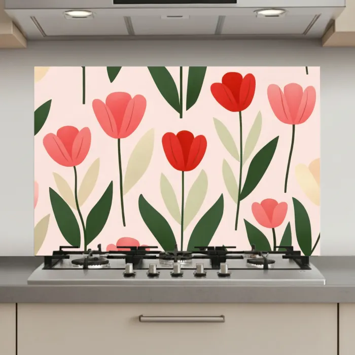 Tulpen - Modern - Roze keuken achterwand spatscherm klein -3d_website