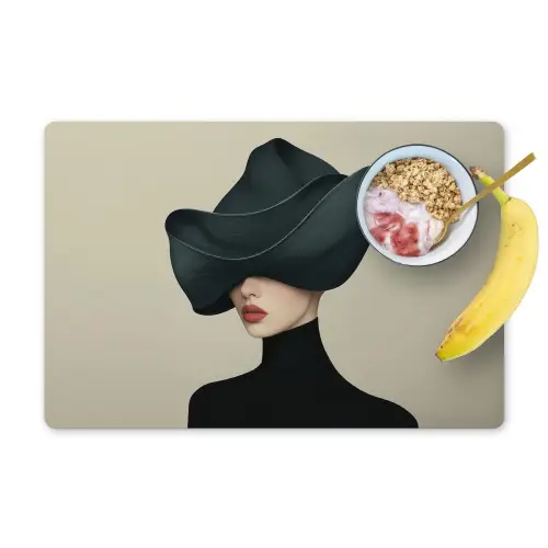 Vrouw - Groen - Hoed Placemat vinyl groot -zzzproduct_Kitchenyeah-website