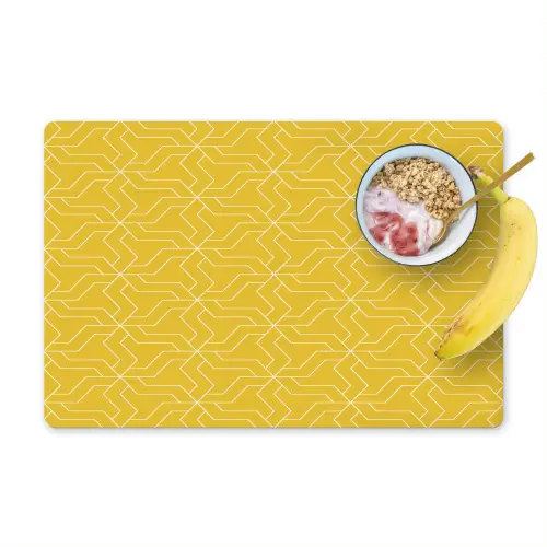 Wit - Geel - Patroon - Geometrisch Placemat vinyl groot 368 -zzzproduct_Kitchenyeah-website