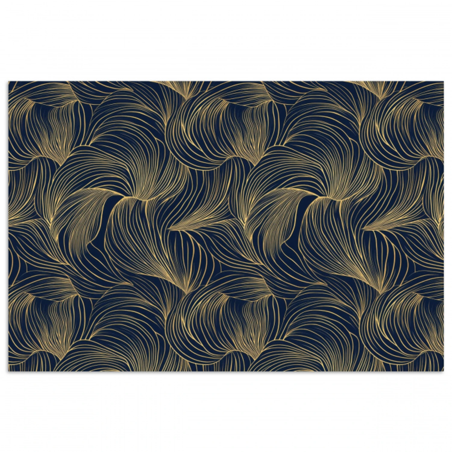 Abstract - Lijnen - Blauw - Goud poster papier klein 62 -3d