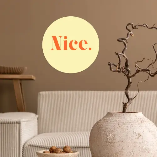 Nice - Oranje - Geel - Minimalistisch Wandcirkel behangsticker klein -sfeer1