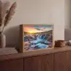 Waterval - Planten - Mos - Landschap - Zonsondergang - Rots Light Box met batterij (Wandlamp) middel -sfeer2