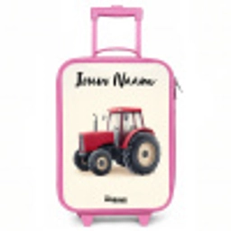 Tractor - Getekend - Rood Kinderkoffer - Roze klein -3d