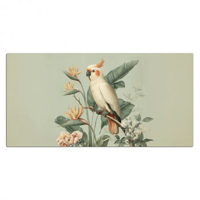 Gele kuifkaketoe - paradijsvogelbloemen - Groen Muismat XXL klein -3d_leeg