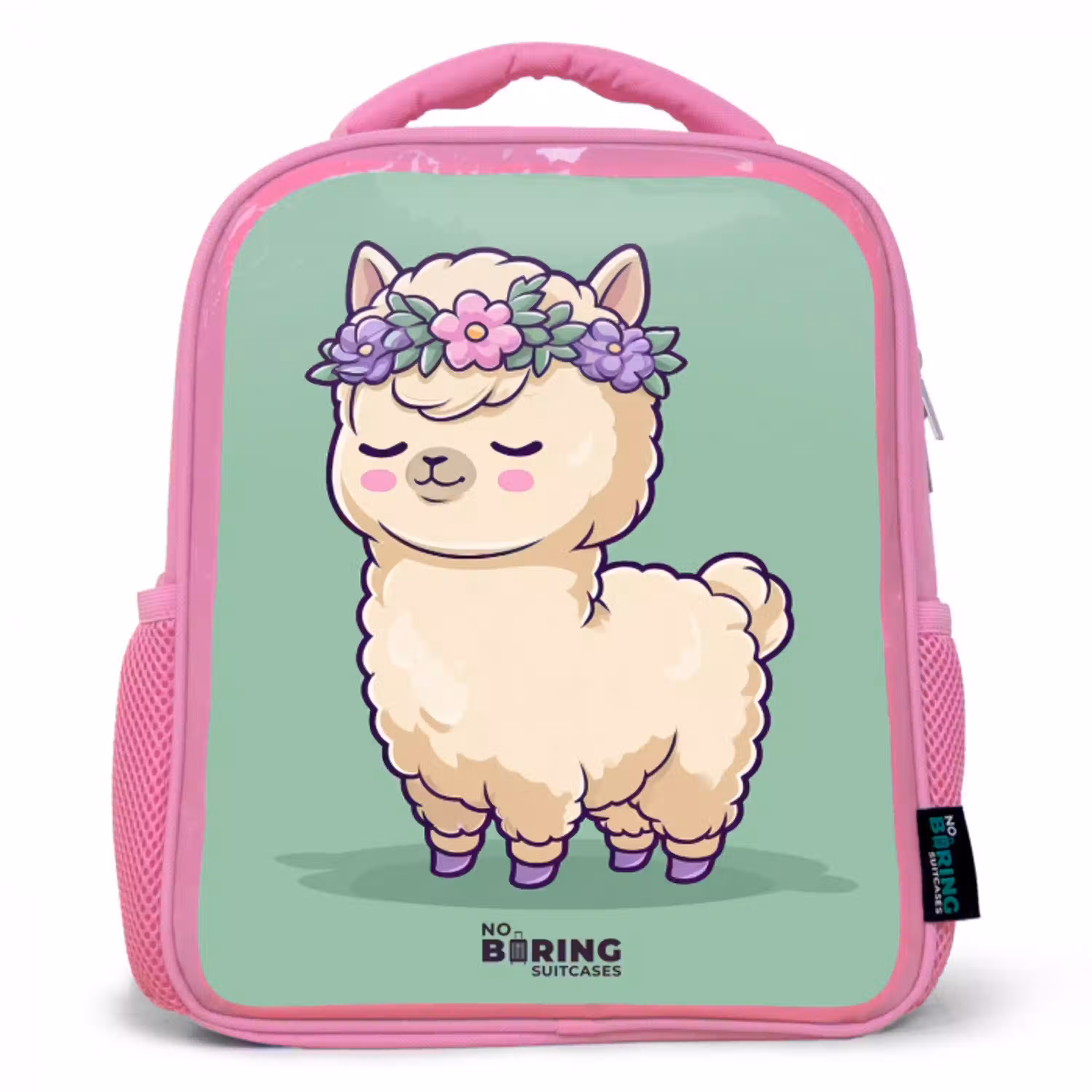 Kawai - Alpaca - Groen Kinderrugzak - Roze middel -3d