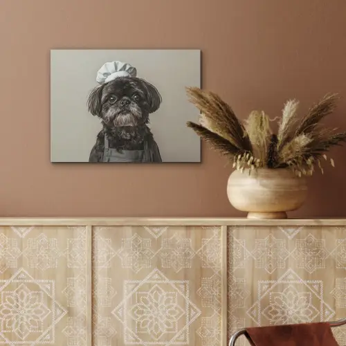 Kokskleding - Zwart - Hondje PET vilt klein -sfeer4