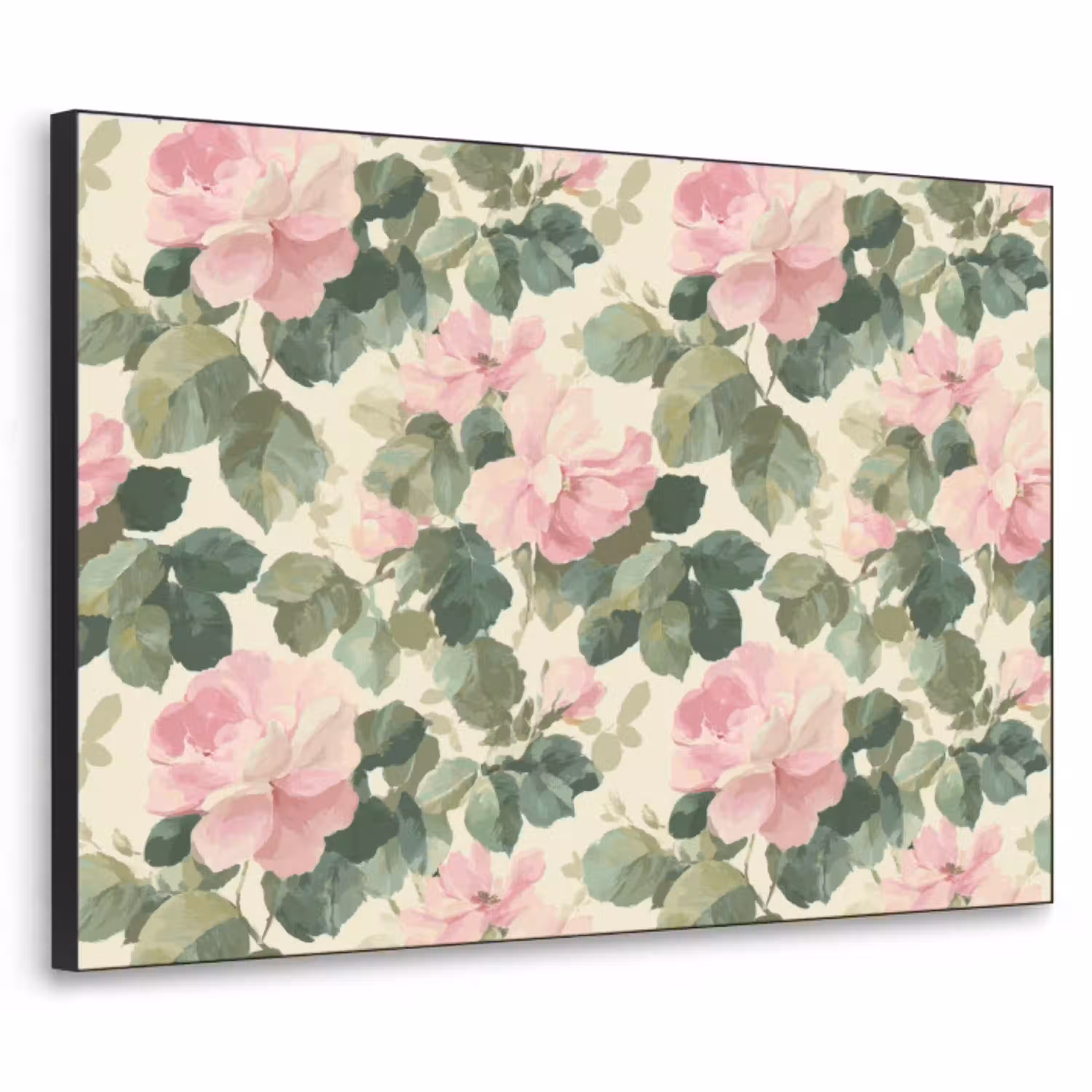 Rozen - Botanisch - Roze Textielframe zwart klein 947 -3d