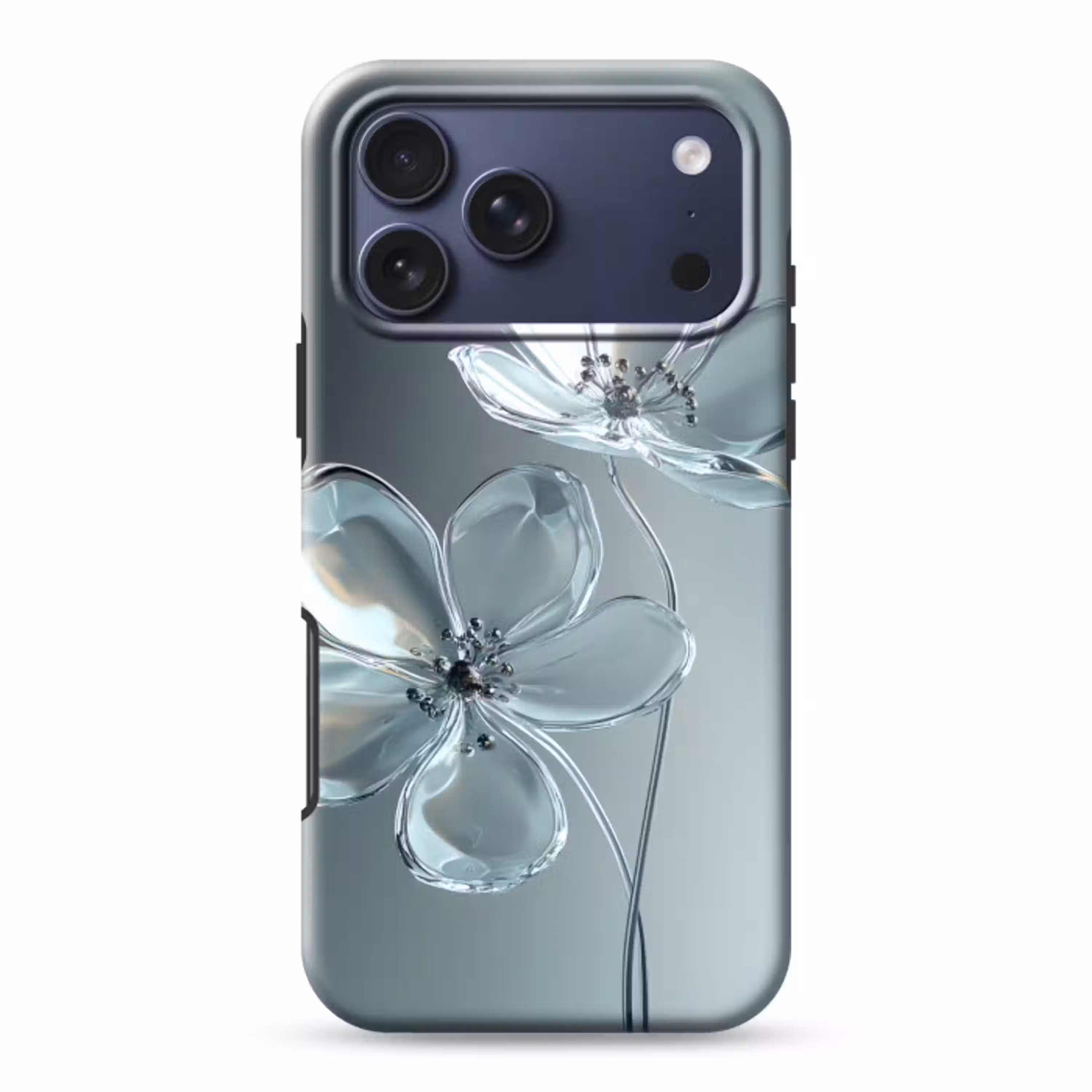 Kristal - Bloemen - Grijs Toughcase MagSafe Apple iPhone 17 Pro Max klein -3d