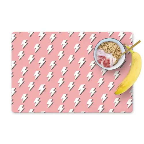 Patroon - Wit - Bliksem - Roze Placemat vinyl groot 368 -zzzproduct_Kitchenyeah-website