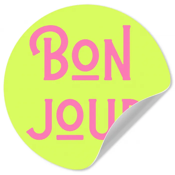 Groen - Roze bonjour - art-deco Wandcirkel behangsticker klein -3d