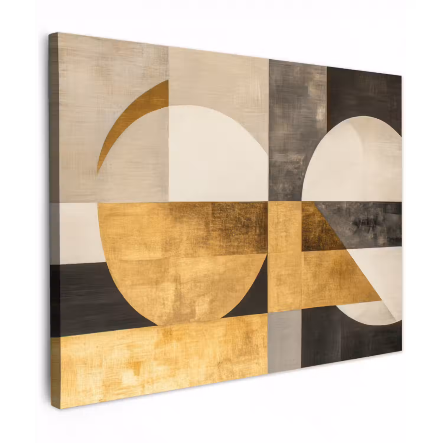 Leinwandbild - Abstrakt - Gold - Grau - Formen - Geometrisch