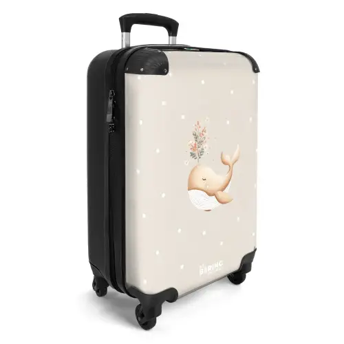 Beige walvis in bloemenzee NBS - Handbagage koffer - Kinderen Unisex middel -productfoto_3d