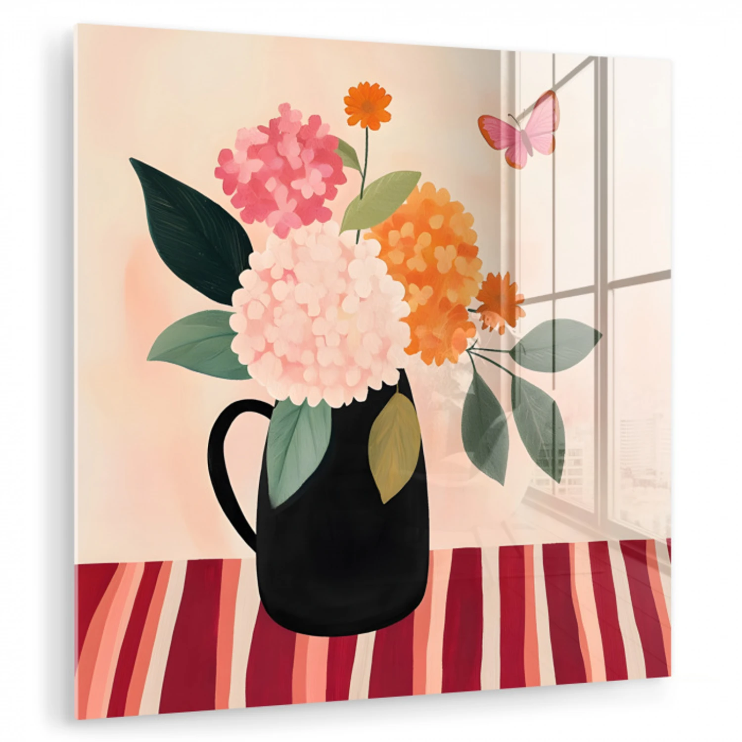 Vaas - Bloemen - Vlinder - Rood plexiglas 5mm klein -zzzproduct_nieuw