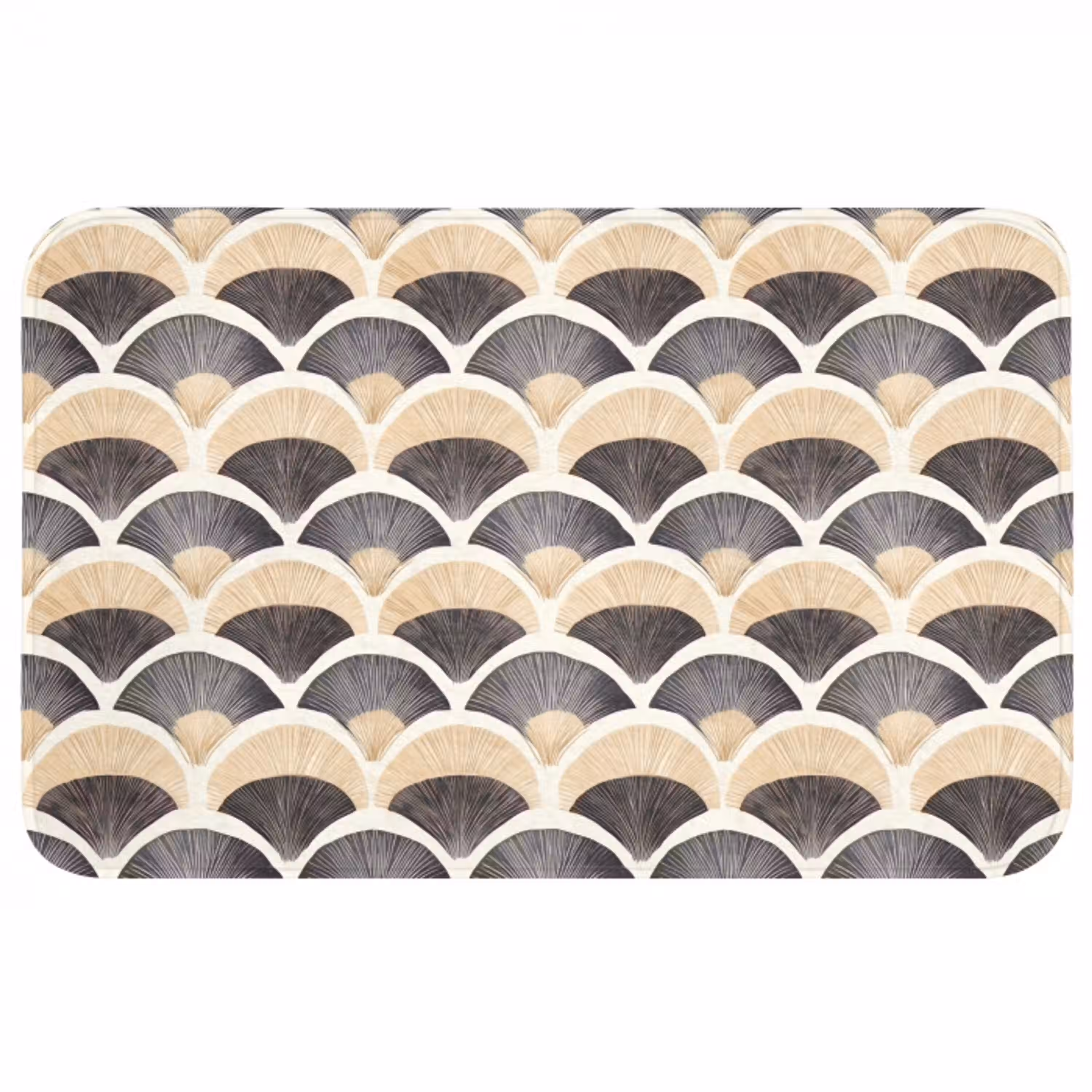 Waaier - Patroon - Zwart - Beige WCmat middel 1009 -3d