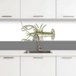 Groen - Kreeft - Wit keuken achterwand 2 middel -3d