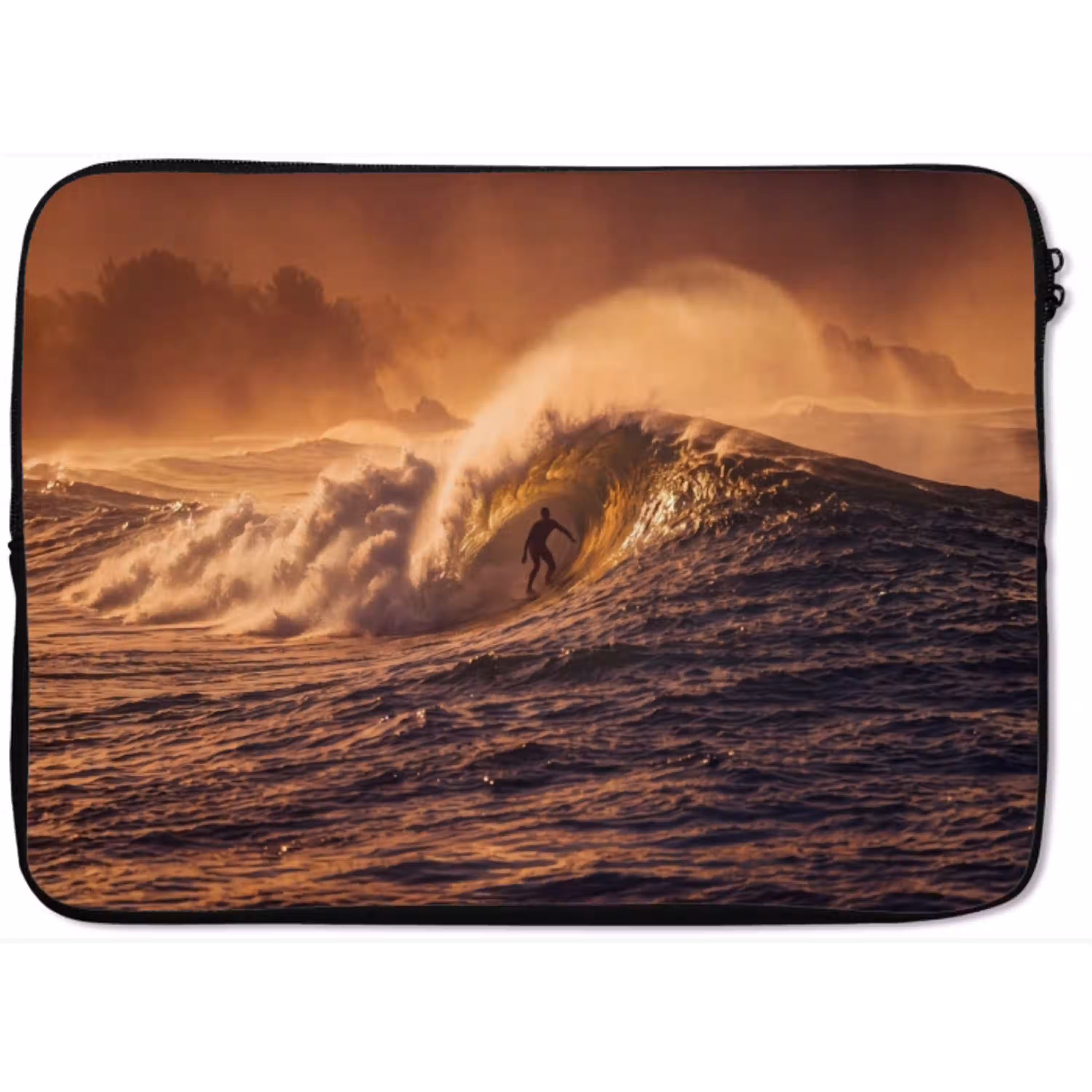 Surfer - Golf - Oceaan - Sport - Oranje laptophoes neopreen klein -zkaufland3dotto