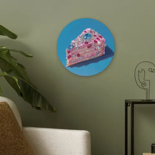 Taart - Edelstenen - Glitters - Roze Akoestische PET Vilt - Rond klein -sfeer2