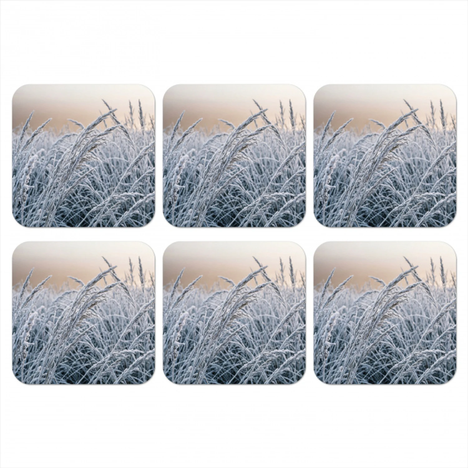 Rijp - Gras - Kristallen - Winter - Minimalistisch onderzetter kurk middel -3d