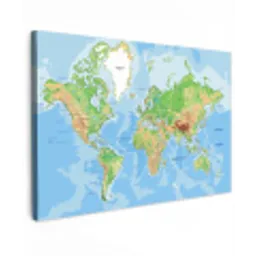Wereldkaart - Topografie - Atlas - Kids - Jongetje - Meisjes canvas 2cm klein -z3d