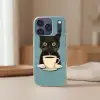Kat - Zwart - Koffie - Minimalistisch Telefoonhoesje iPhone 17 Pro klein -sfeer2