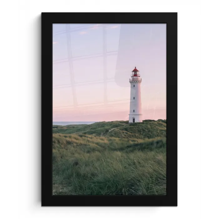 Vuurtoren - Duinlandschap - Zee fotolijst zwart zonder passe partout klein -3d