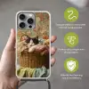 Kat - Bloemenprint - Rieten mand Hoesje iPhone 16 Pro Max met koord klein -sfeer2_NL