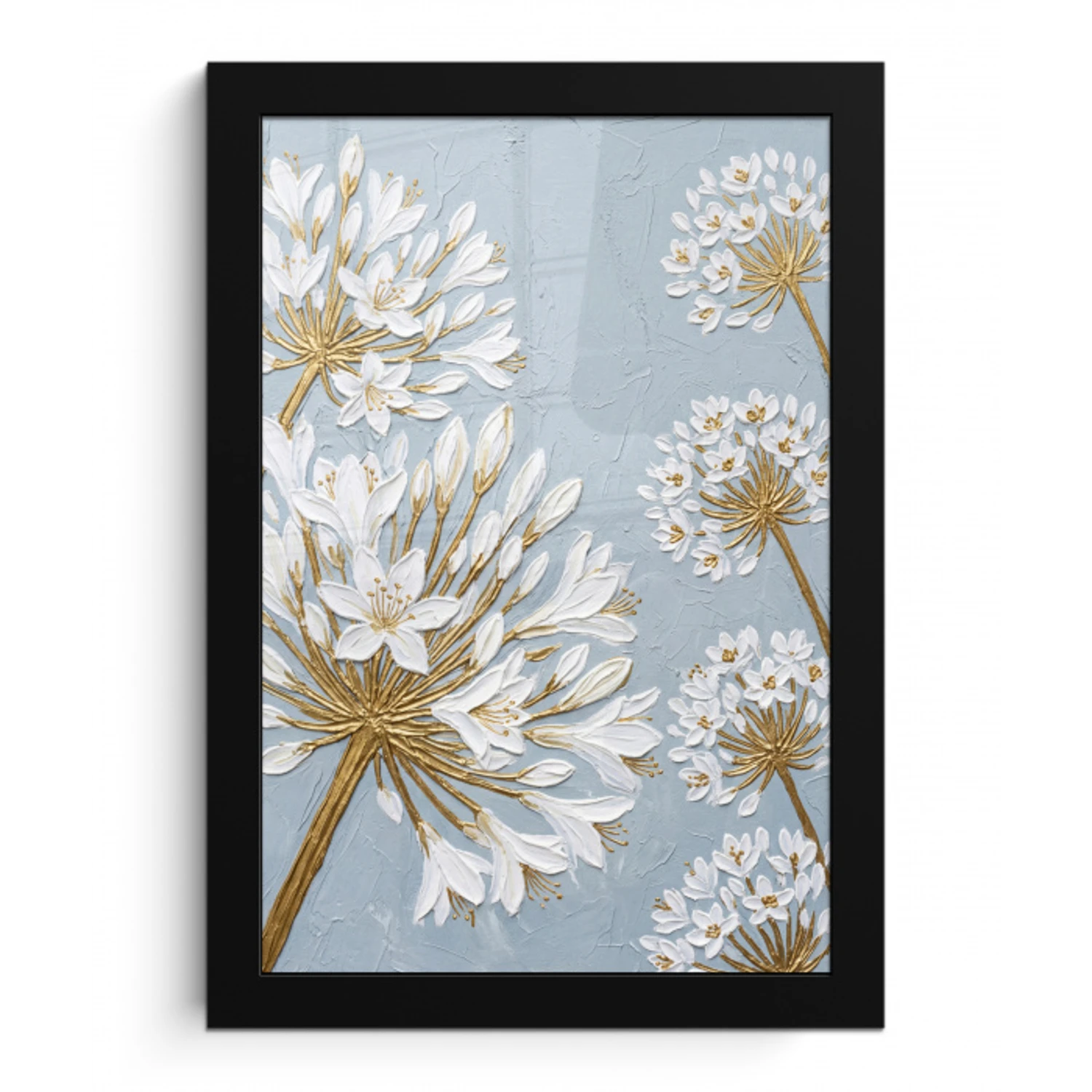 Illustratie - Bloemen - Blauw fotolijst zwart zonder passe partout klein -3d
