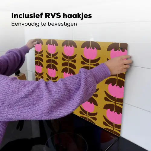 Abstract - Bloemen - Roze Inductie beschemer met haakjes klein 777 -ky-ophangen-nl