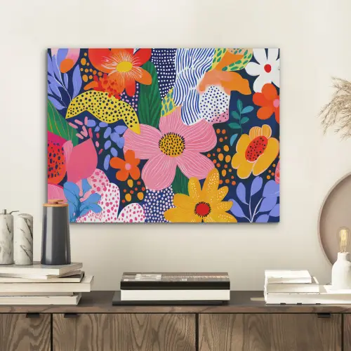 Kleurrijk - Bloemen - Abstract - Stippen PET vilt klein -sfeer1