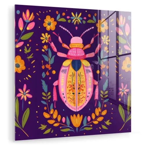 Kever - Felgekleurd - Bloemen - Bladeren plexiglas 5mm klein -zzzproduct_nieuw