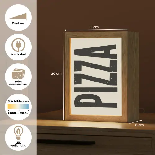 Pizza - Decoratie - Japandi - Vintage Light Box met kabel (Wandlamp) klein -USP_websiteoverzichtNL