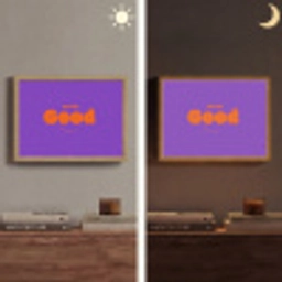 See the good - Oranje - Paars - Smiley Light Box met batterij (Wandlamp) middel -sfeer3