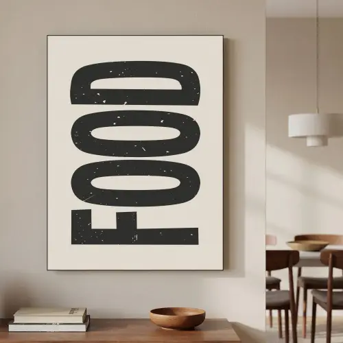 Japandi - Eten - Vintage - Decoratie Textielframe zwart klein -sfeer2