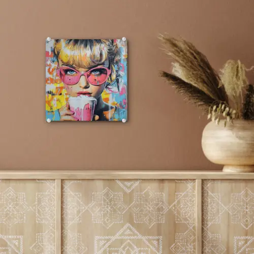 Expressief - Milkshake - Vrouw - Felle kleuren plexiglas 5mm klein -sfeer5