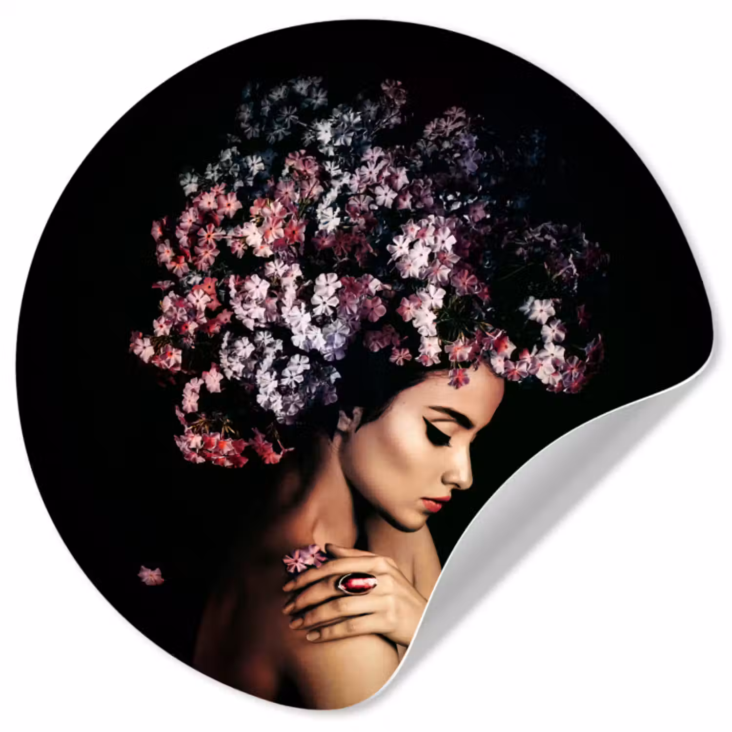Behangcirkel - Bloesem - Vrouw - Roze - Bloemen - Luxe