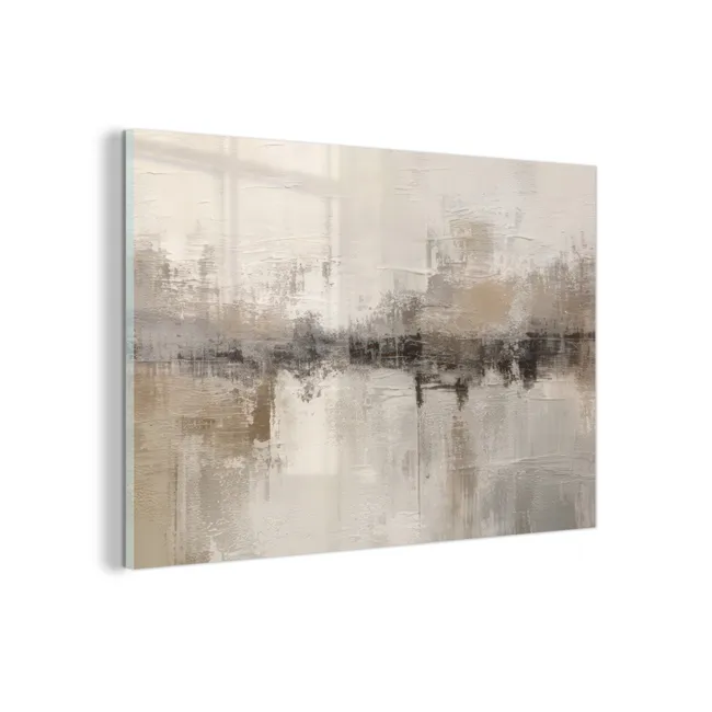 Glas schilderij - Moderne kunst - Abstract - Beige