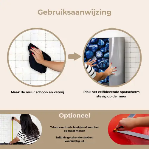 Luxe - Blauwe - Marmer - Stenen keuken achterwand spatscherm klein 900 -gebruiksaanwijzing_NL