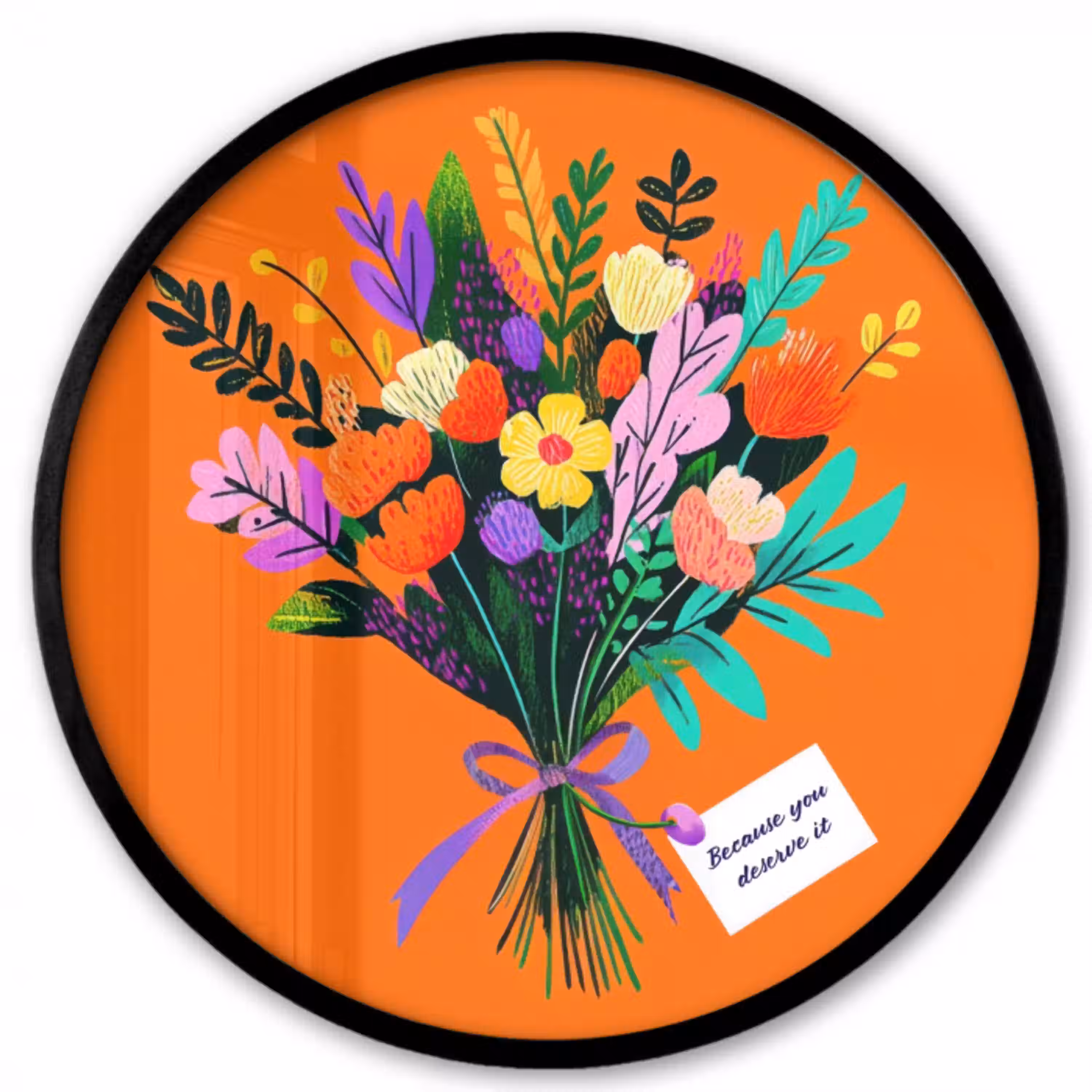 Kaartje - Boeket - Bloemen Fotolijst rond zonder passe partout klein -3d
