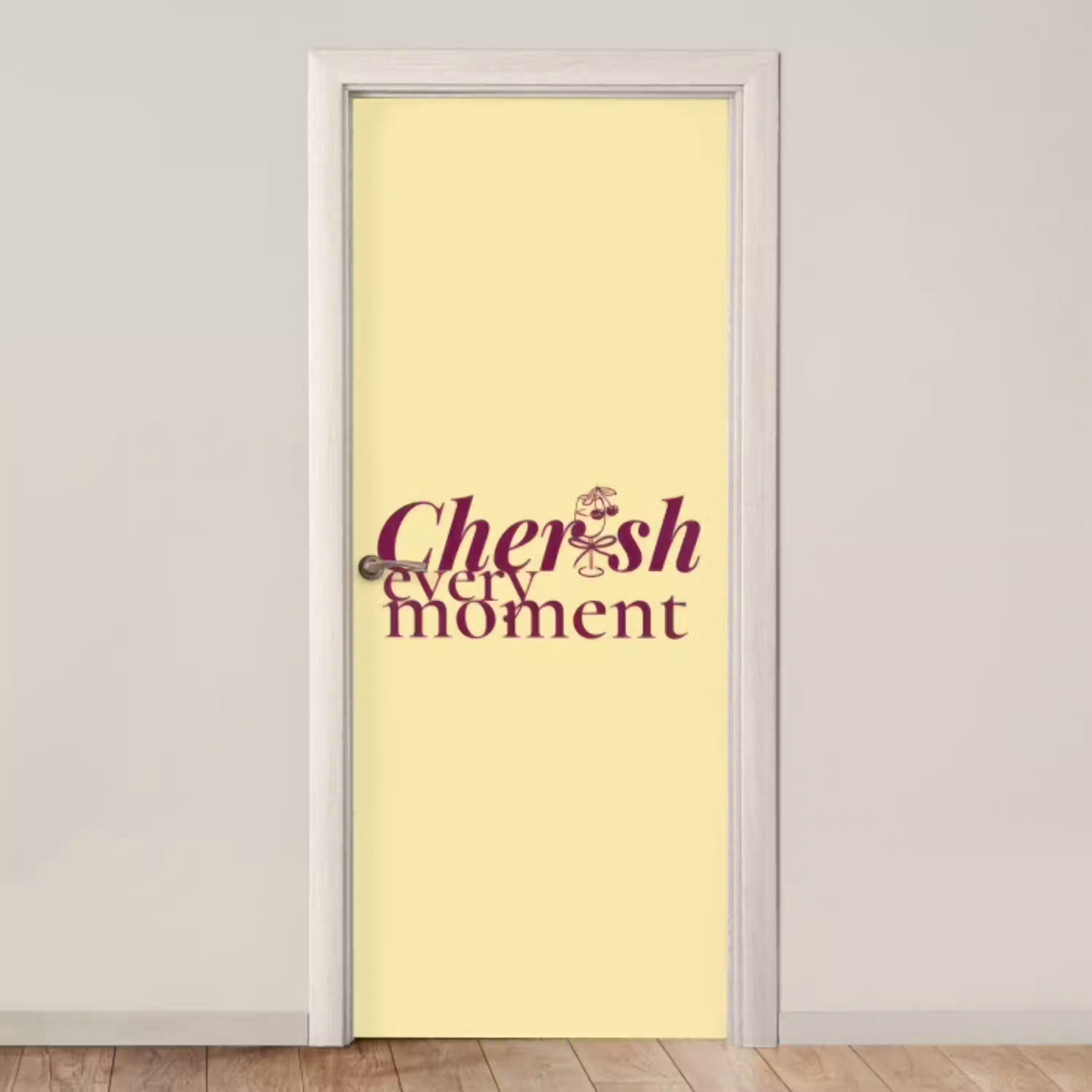 Cherish every moment - Cocktailglas - Geel deurposter klein -3d_beige
