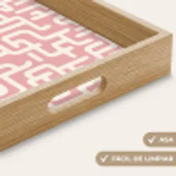 Doolhofpatroon - Roze - Wit - Abstract Dienblad Rechthoek middel 911 -USP_HandgreepES