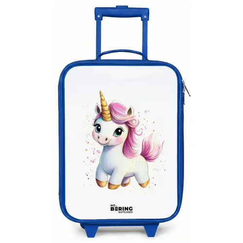 Witte eenhoorn met roze manen Kinderkoffer - Blauw klein -zz3dotto