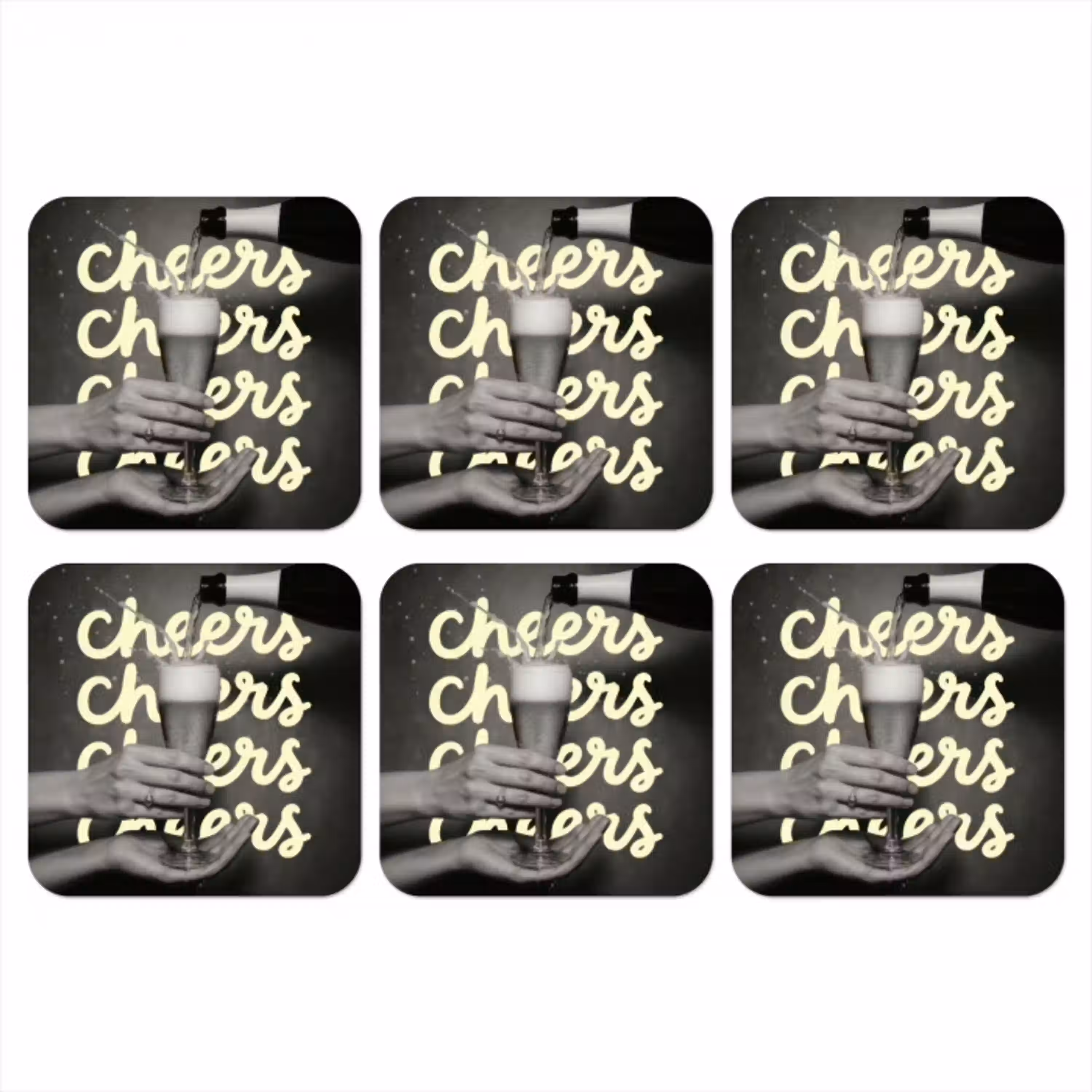 Cheers - Wijn - Zwart - Wit onderzetter kurk middel -3d
