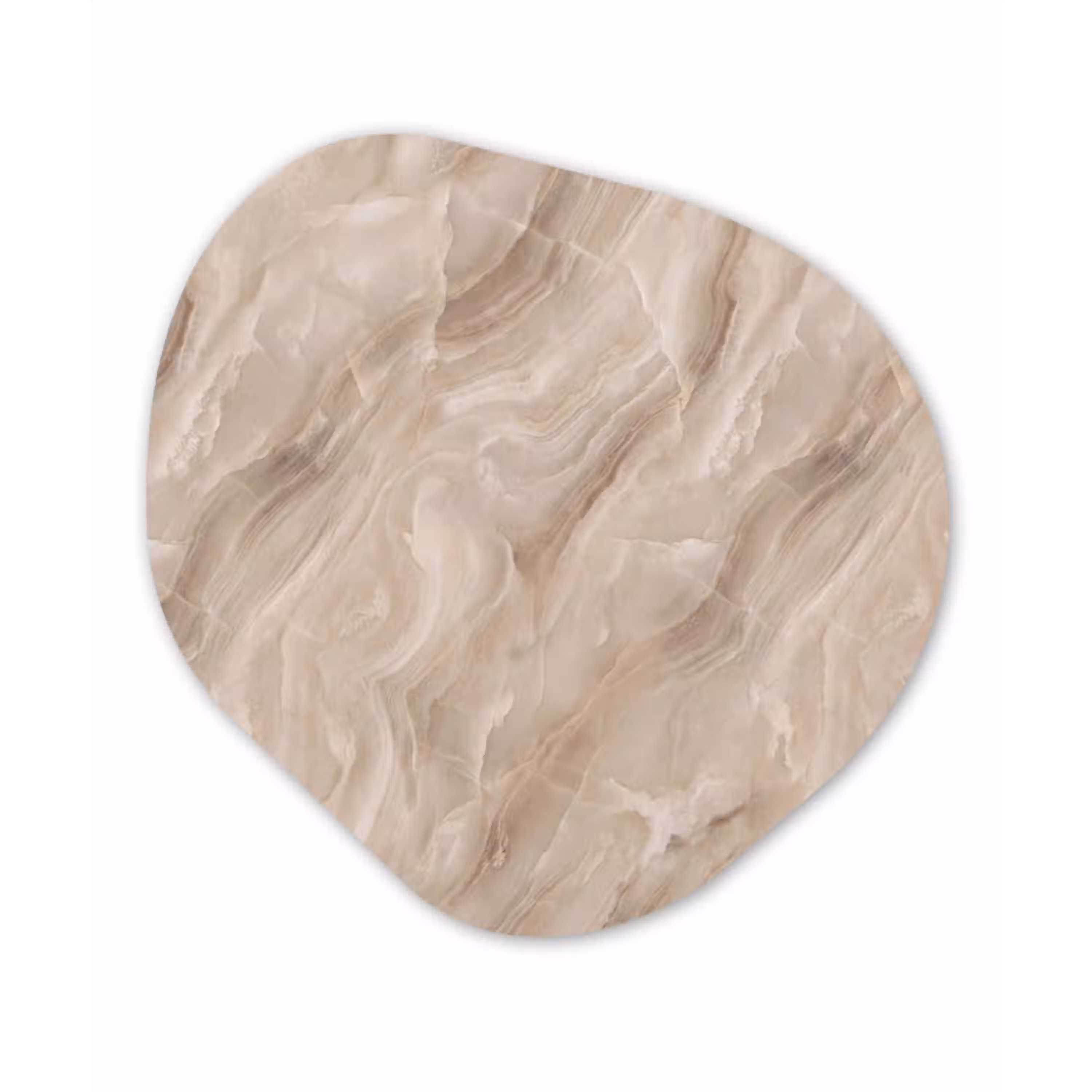 Steen - Golvend - Abstract - Beige Wandcirkel Organisch Aluminium middel -3d