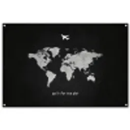 Vliegtuig - Quote - Wereldkaart tuinposter los doek groot -3d