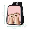 Otters - Lachen - Roze - Illustratie Rugzak - Zwart middel -productfoto_formaten